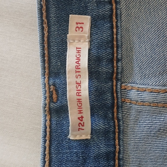 Levi's 724 High Rise Straight Women's Distressed Blue Jeans Size 31 - Picture 4 of 6